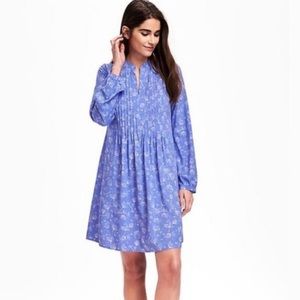 Old Navy Periwinkle Blue Pintuck Long Sleeve Swing Tunic Dress Size XS